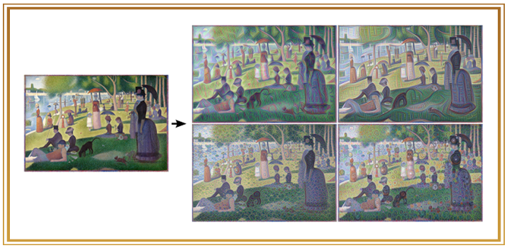 Monet painting turned into four versions of neural network art.